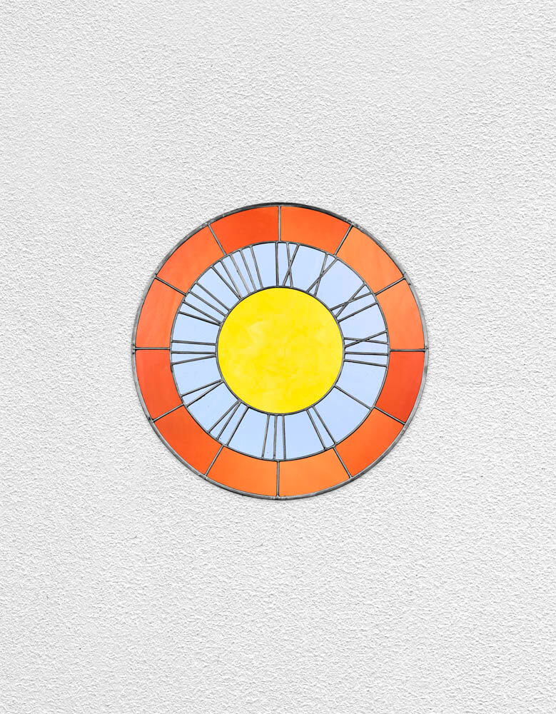 orange blue yellow clock | UGO RONDINONE